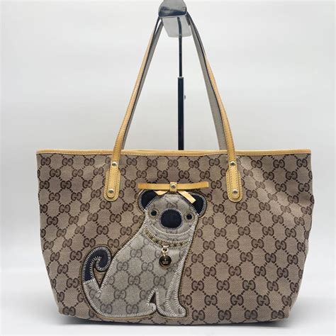 gucci guccioli pug oliver|GUCCI Guccioli Oliver Pug Dog Canvas Tote Bag Shoulder Hand .